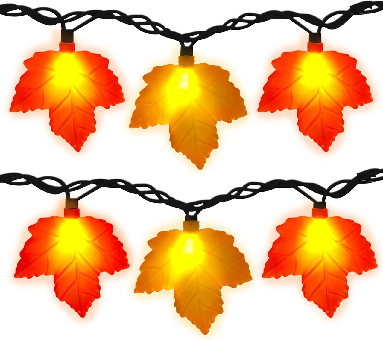 Fall Decor Maples Leaf String Lights, 8.5FT LED Maple Leaf Lights with 10 3D Maple Light, Plug in Fall Decorations for Indoor Outdoor Thanksgiving Christmas Halloween Harvest-Orange/Yellow